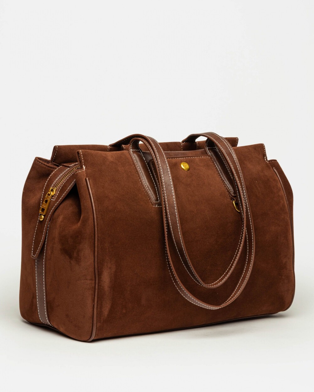 Bolso Paddock en efecto gamuza Tabaco