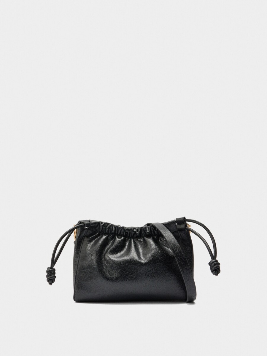 Bolso Bandolera Con Fruncido negro