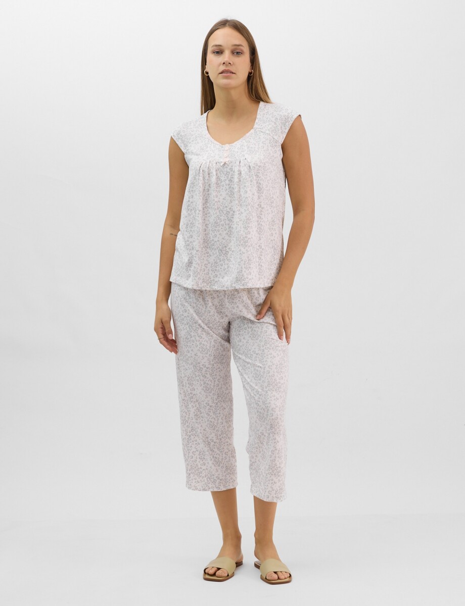 Pijama Con Capri - Crudo/multi 