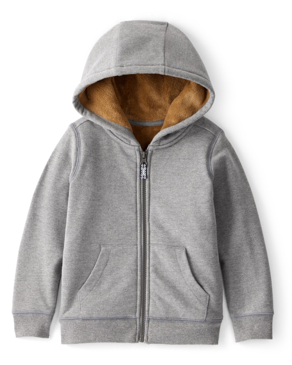 Campera de algodón con forro polar, gris 