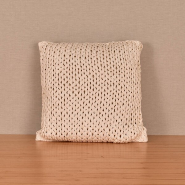 Almohadón Deco Tejido 50 x 50 Doble Punto Merino Crudo
