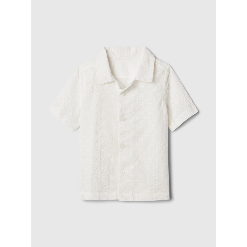 SS EYELET TXTR RESORT COLLAR NEW OFF WHITE