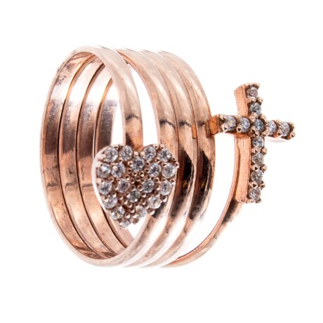 Anillo de plata 925 con baño de oro rosado y circonias. Anillo de plata 925 con baño de oro rosado y circonias.