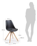 Silla Ralf negro con patas de madera