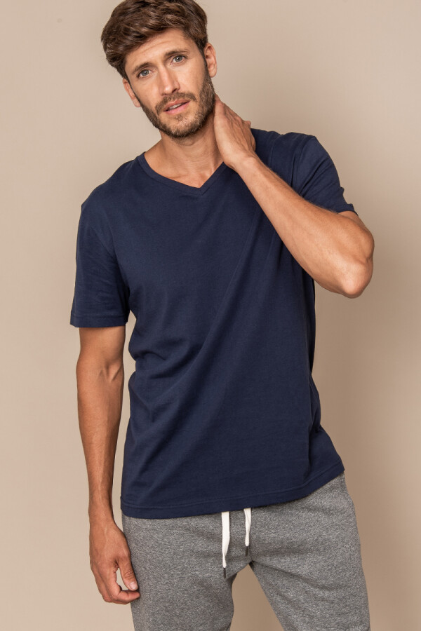 Camiseta Cuello V Azul