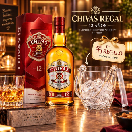 Promo Whisky Chivas Regal 12 años 1lt + Hielera de vidrio de regalo Promo Whisky Chivas Regal 12 años 1lt + Hielera de vidrio de regalo