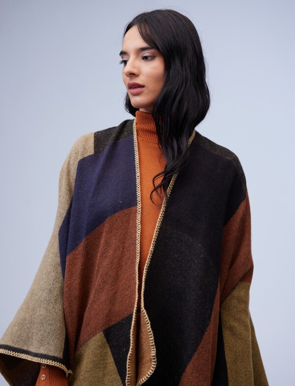 Ruana Colorblock TOSTADO/MULTI