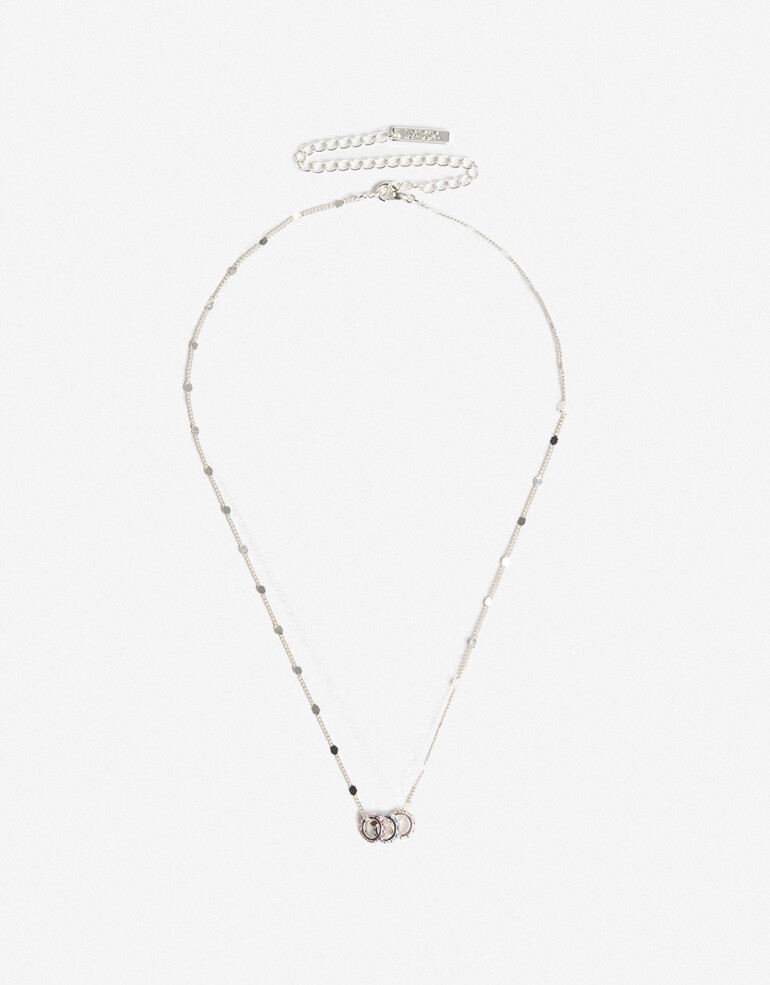 Cadena Corta con Dije Strass Collar Con Dije Cubic - Plateado