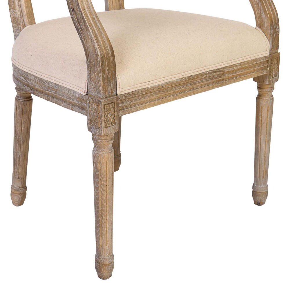 BUTACA MADERA-Y-TELA NATURAL-BEIGE ESTILO LUIS XV