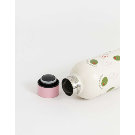 Botella Metálica Estampada Blanco Crema