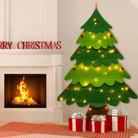 Árbol De Navidad De Fieltro 110cm Decoración 40 Pcs Árbol De Navidad De Fieltro 110cm Decoración 40 Pcs