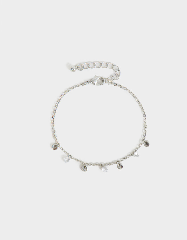 Pulseras Flexibles Premium White Pulsera Flexible Bañada En Oro Con Cubic Zirconia - Dorado