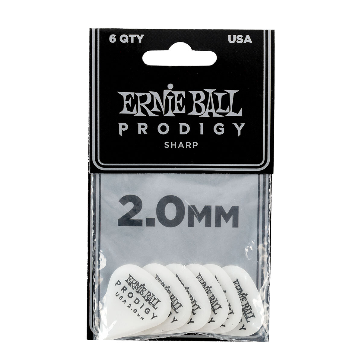 PACK PUA GUITARRA ERNIE BALL SHARP 2.0MM BLANCO 6PCS 