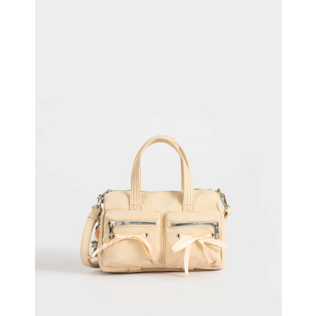 Cartera City Con Moños Blanco Crudo