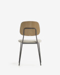 Silla apilable Benilda beige, chapa de roble y acero con acabado negro Silla apilable Benilda beige, chapa de roble y acero con acabado negro