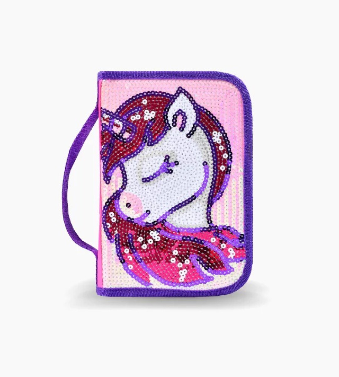 Cartuchera Footy Unicornio Lentejuelas - Violeta - Rosado 