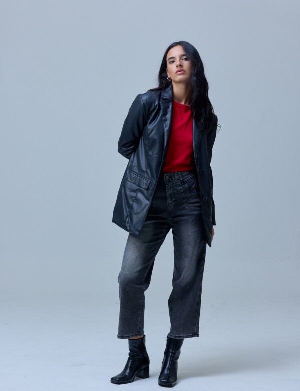 Blazer Eco Cuero Oversized NEGRO