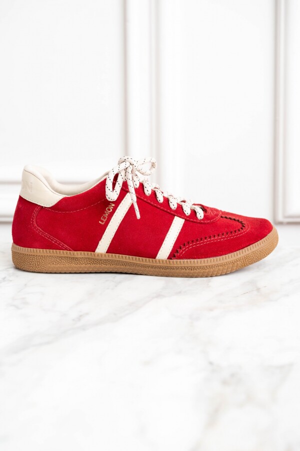 Zapatilla Gamuza Cuero Rojo