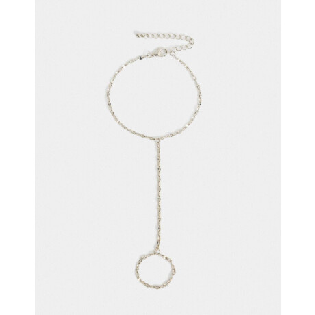 Pulsera Flexible Con Anillo Plateado