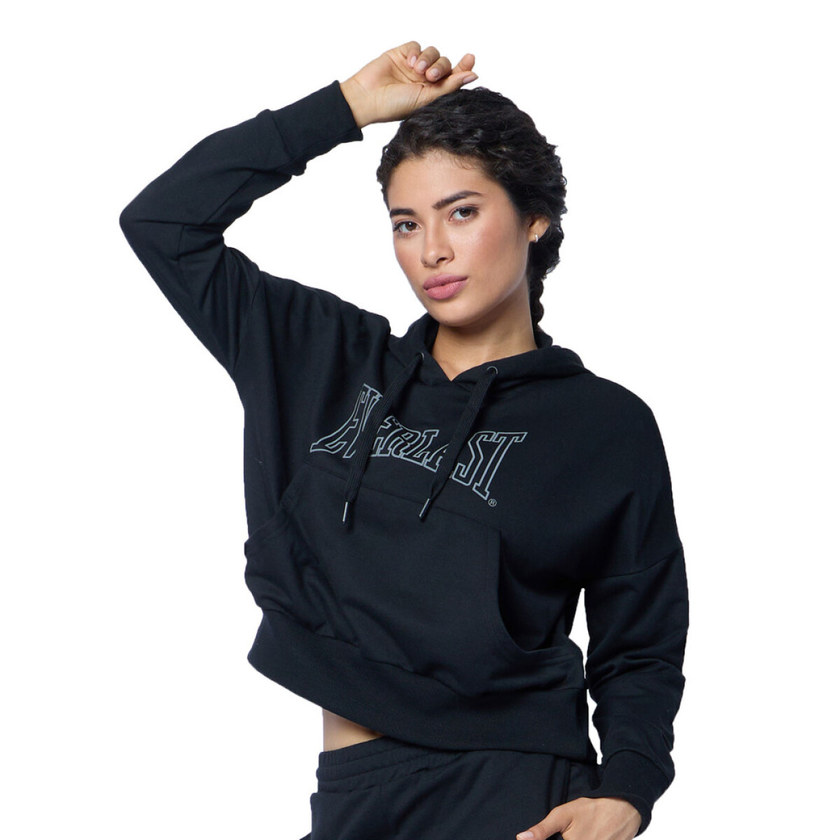HOODIE FEM POLY/COTT EVERLAST VARSITY BK W6 S - NEGRO 