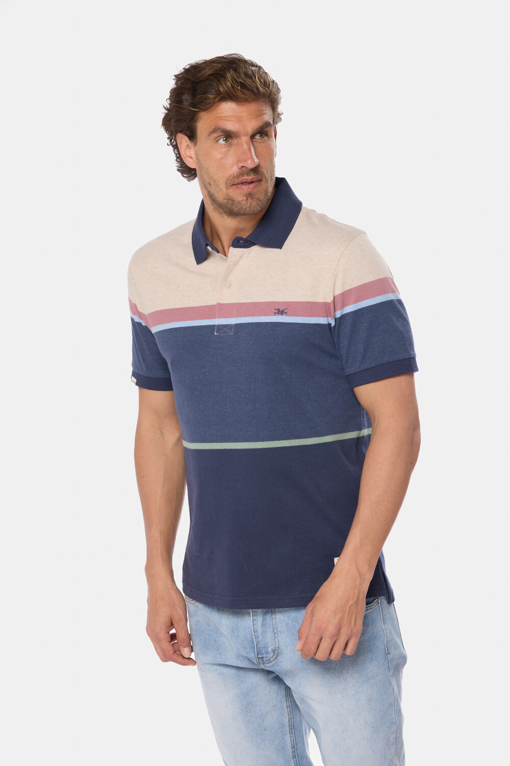 REMERA POLO RAYADA Beige
