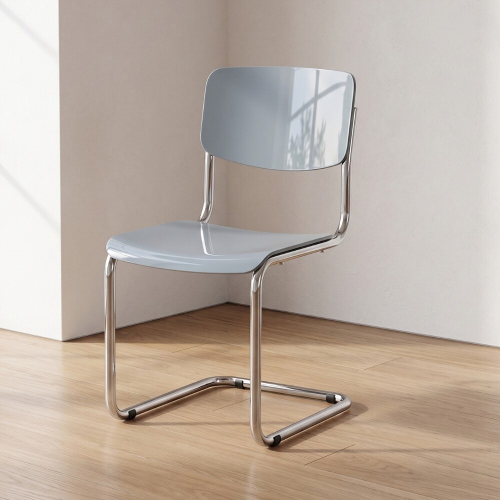 Silla de Comedor Metal Cromado y Madera - Moon Gris