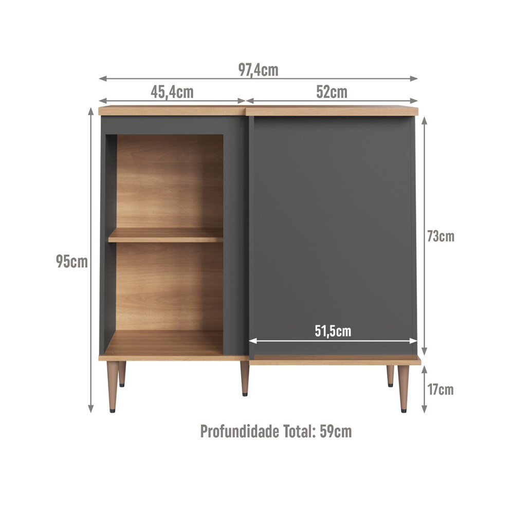 Módulo bajo de esquina recta Alice color Grafito Módulo Bajo De Esquina Recta Alice Color Grafito