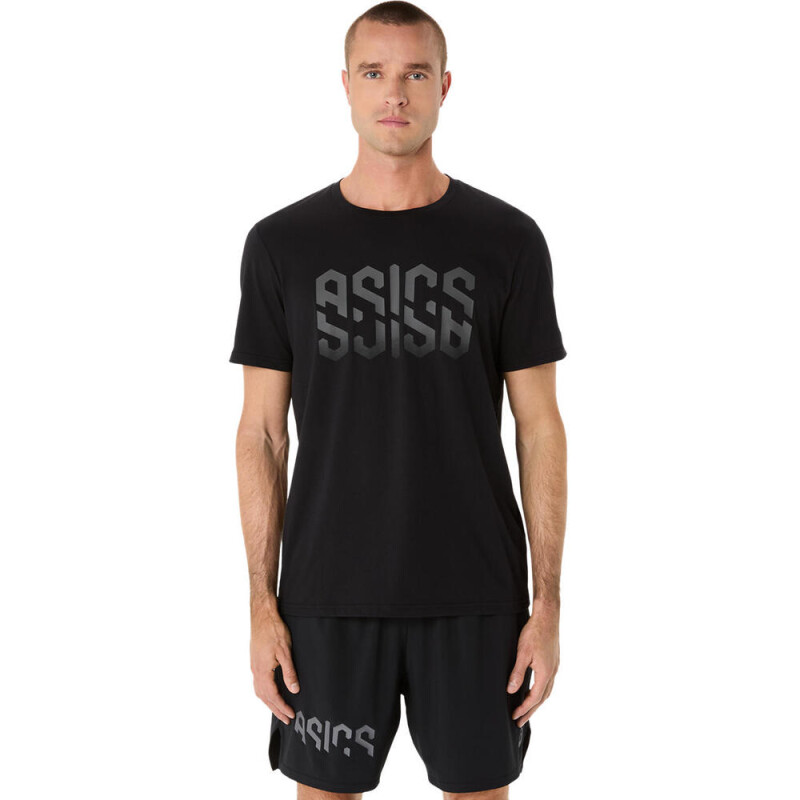Polo Training Asics Hex Graphic Cotton Blend Tee Hombre Performance Black
