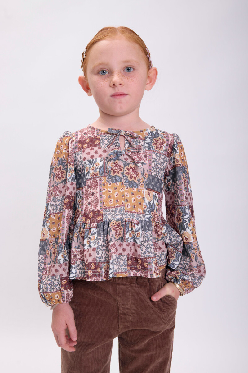 Blusa peplum estampa boho - Crudo 