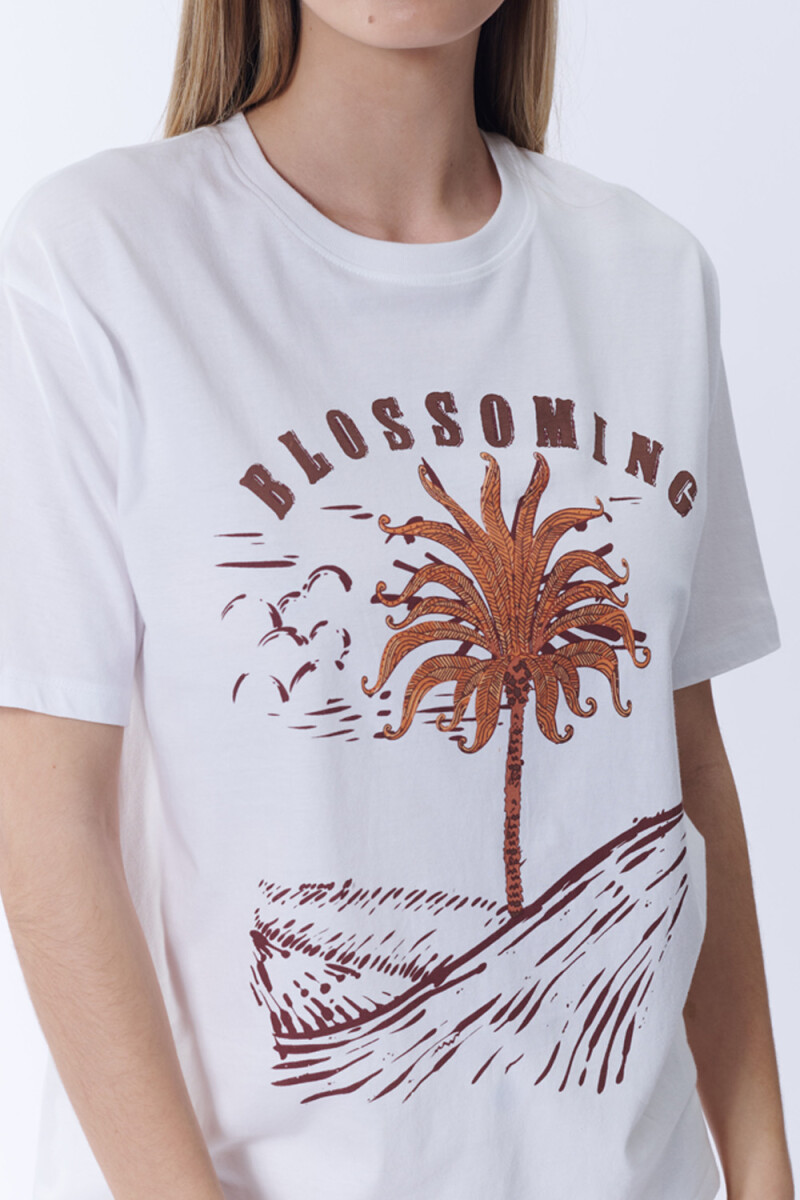 Remera Estampada Palmera Blanco