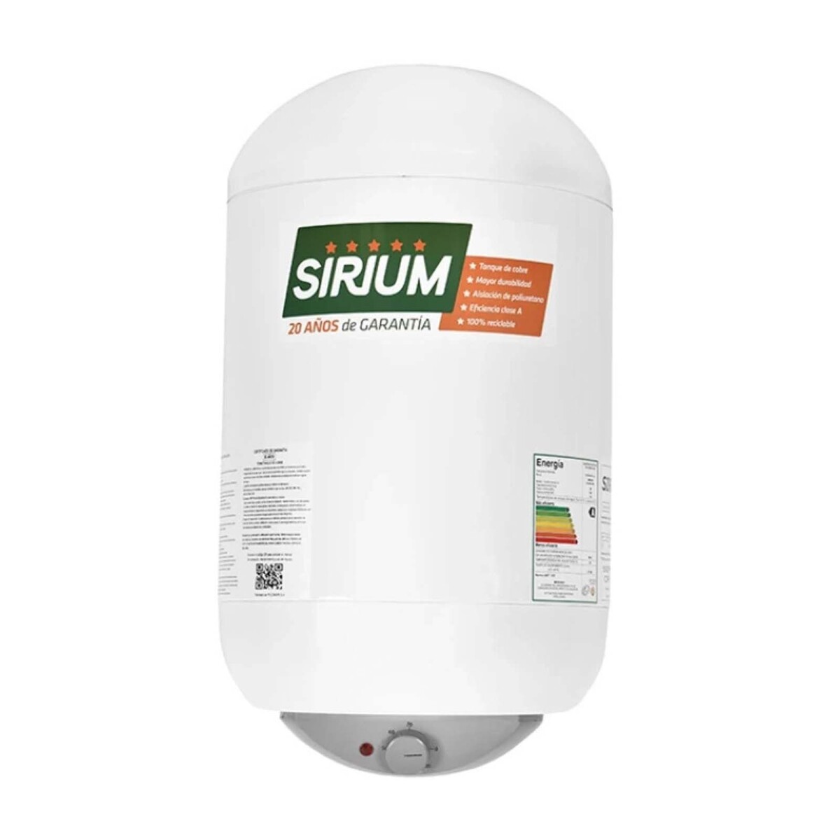 TERMOTANQUE - 40 LITROS COBRE BLANCO SIRIUM 