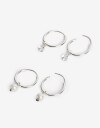Aros Argollas Set Strass Set De Argollas Plata 925 - Plateado