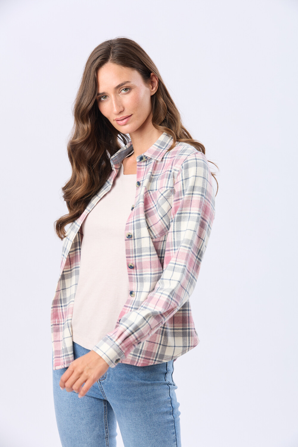 CAMISA VIYELA CUADROS Beige