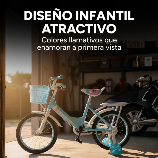 Bicicleta infantil Shengdi Rodado 16 Canasto Parrilla Hadas Celeste 1
