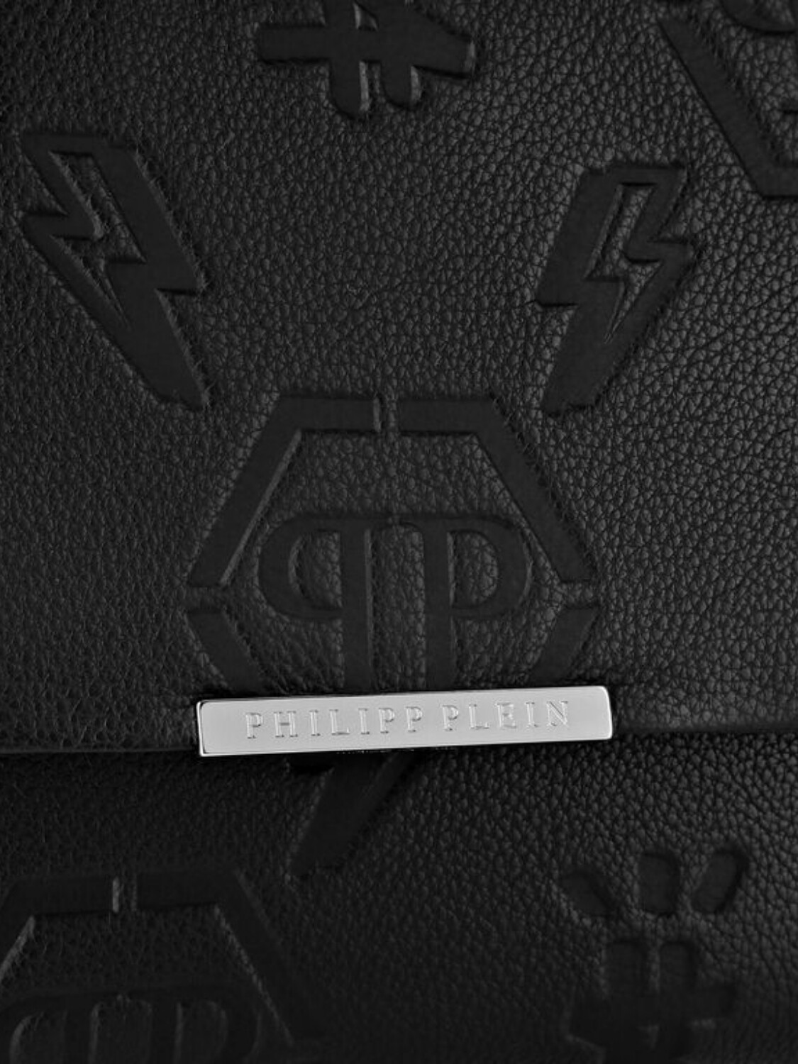 PHILIPP PLEIN - bolso de hombro mediano plateado de cuero Negro