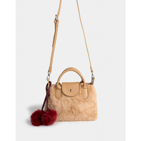 Bandolera Peluche Con Charm Marron Beige