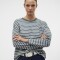 VMABBY LS O-NECK TOP JRS CORE-12 1 Balsam Green/Stripes SNOW WH