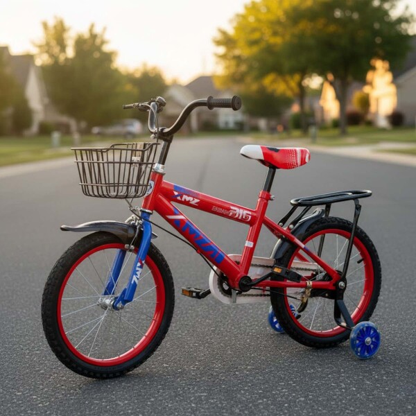 Bicicleta Infantil XMZ Rodado16 Canasto Parrilla Guardabarro Rojo 1