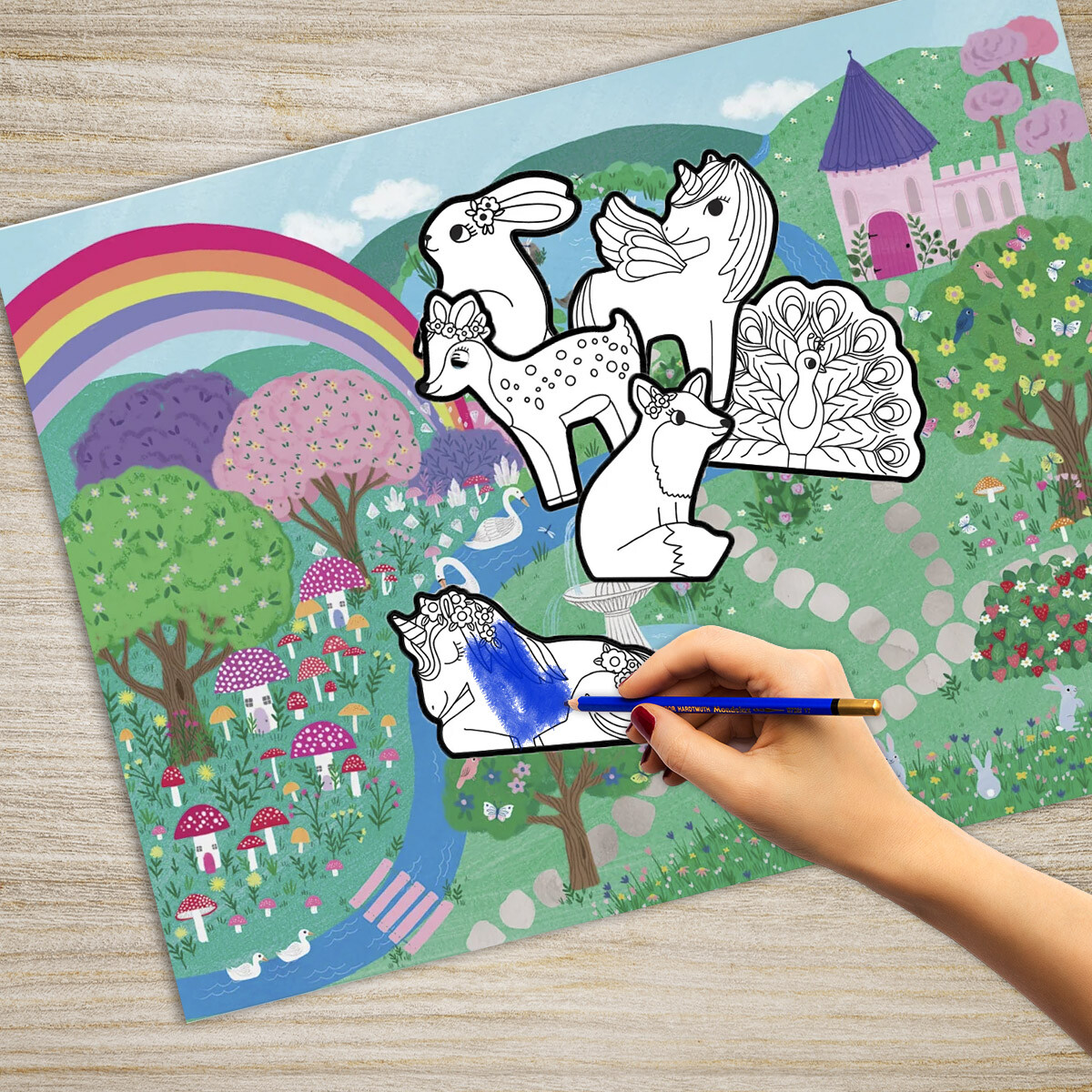 Pack x 20 Adhesivos para Colorear Crocodile Creek con Poster - Unicornio 