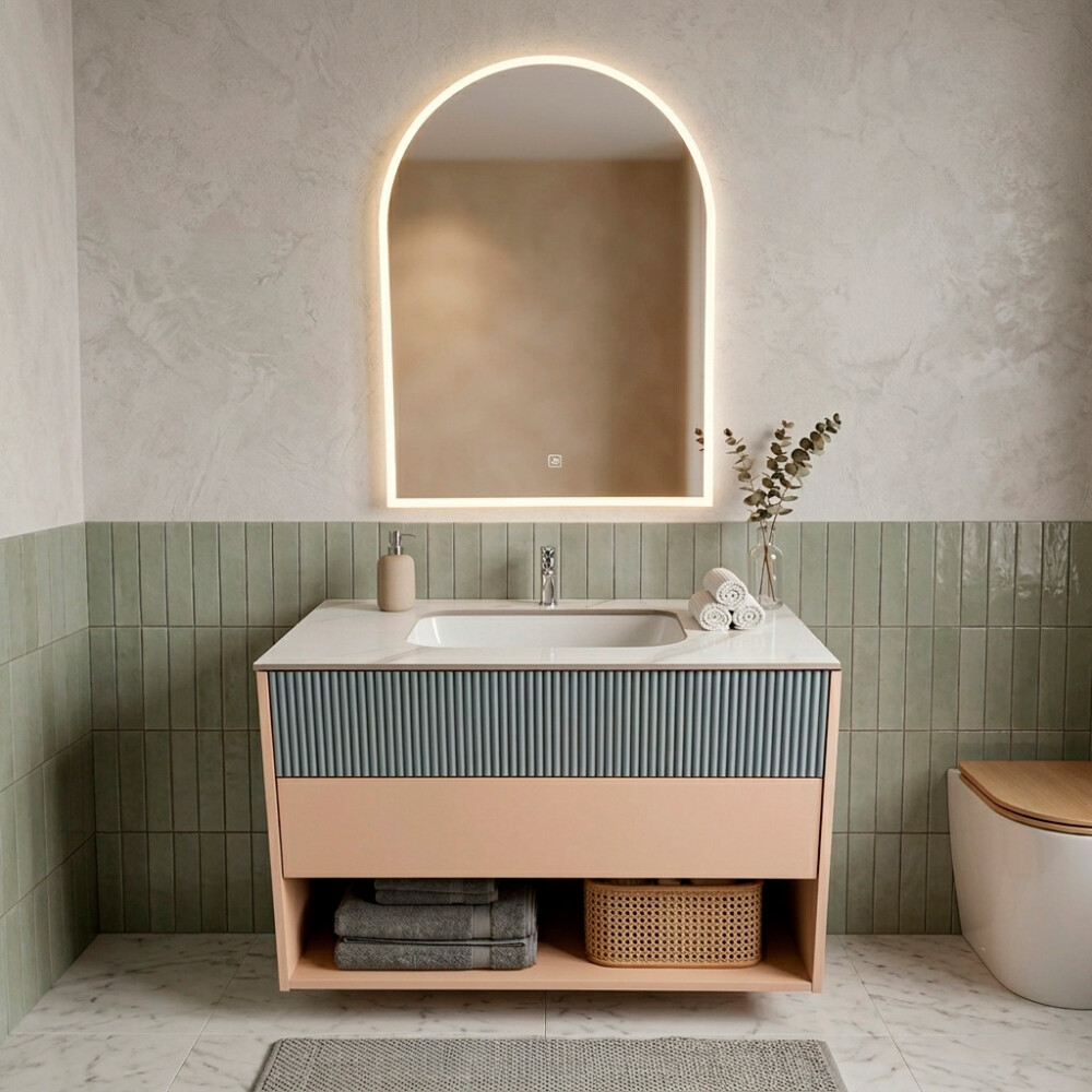 CONJUNTO DE BAÑO HABITARE MODELO SY2019-80 / MUEBLE + BACHA + ESPEJO C/ LUZ LED - 80 cm Conjunto De Baño Habitare Modelo Sy2019-80 / Mueble + Bacha + Espejo C/ Luz Led - 80 Cm