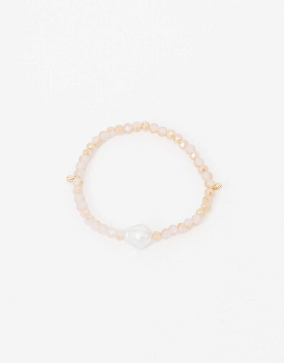 Pulsera Elástica Beads Y Metal - Dorado 