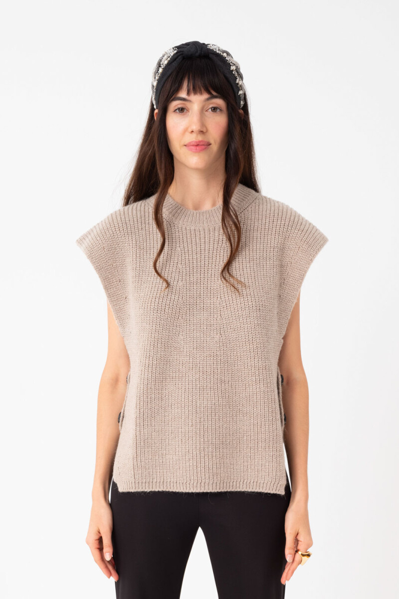 CHALECO TEJIDO Beige