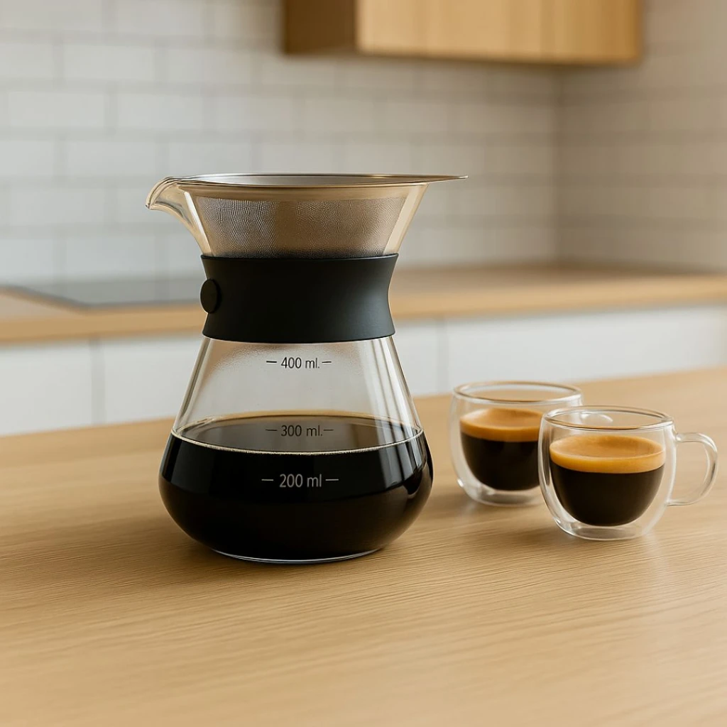 Pack Cafetera con Filtro Tramontina + 2 Tazas Doble Pared