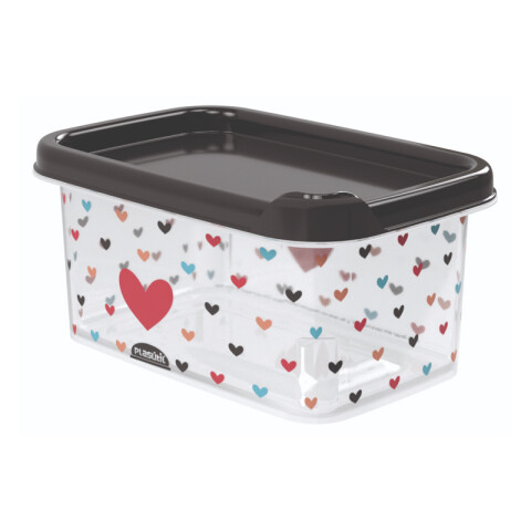 Recipiente Rectangular con Diseños 370 ml CORAZON MULTICOLOR