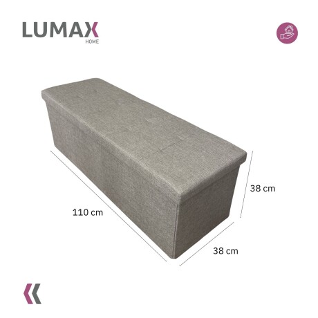 Puff Baúl Lumax Plegable 110x38 cm Organizador Living Dormitorio Gris Claro