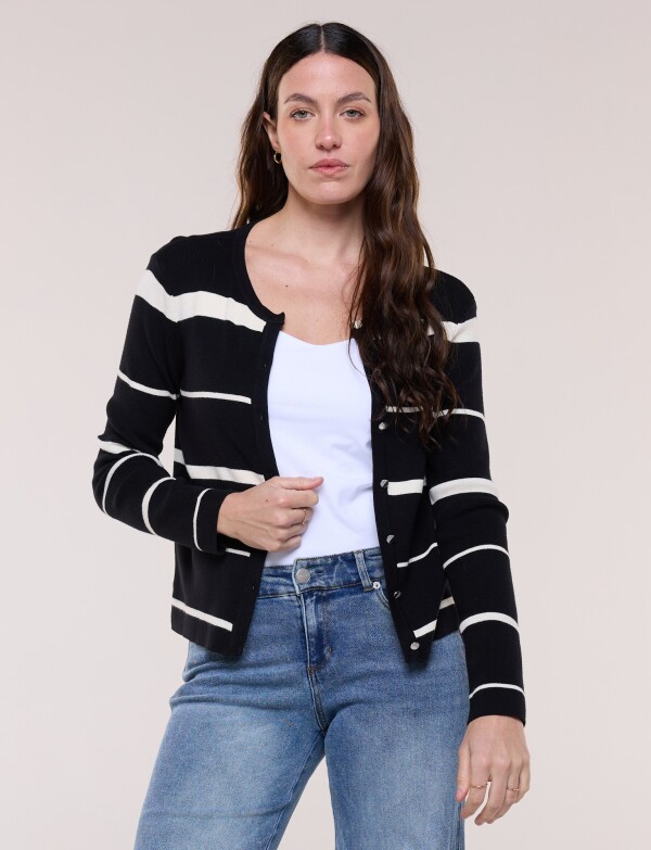 Cardigan Tejido Con Botones NEGRO
