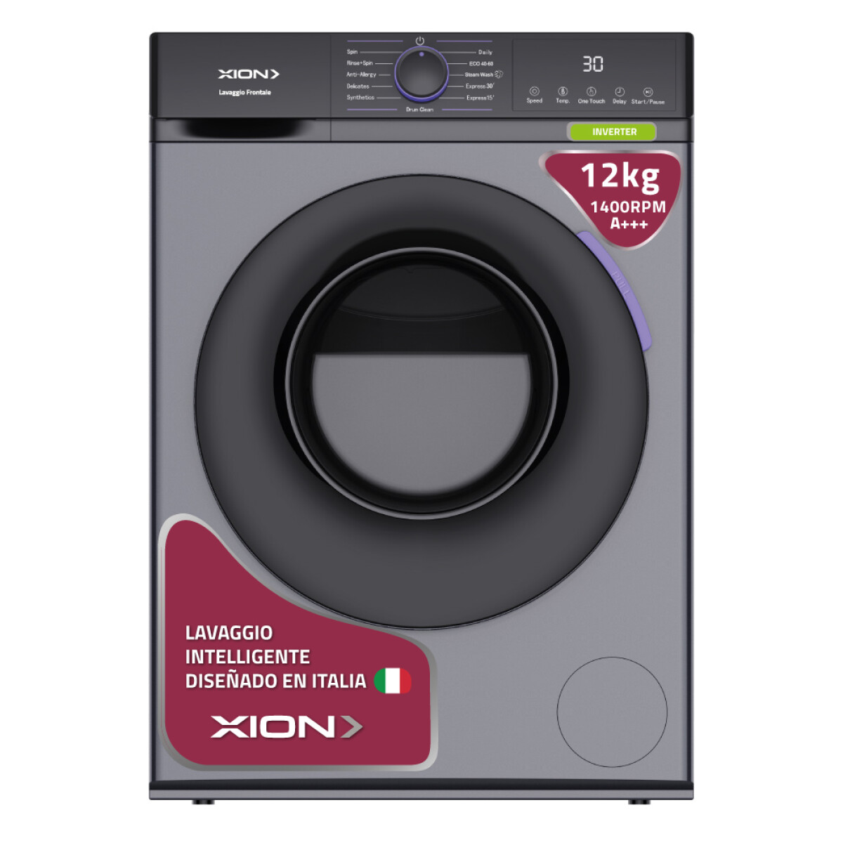 Lavarropas inverter carga frontal 12 kgs Xion XI-LAV122 