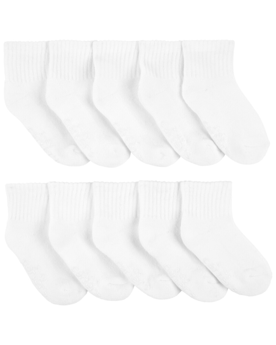 Pack diez pares de medias tobilleras de algodón, blancas 