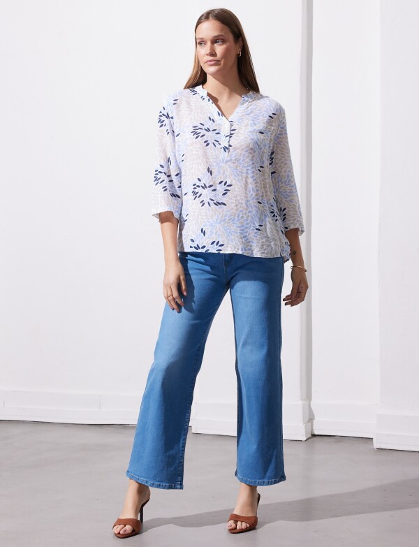 Blusa Algodon Print BLANCO/MULTI