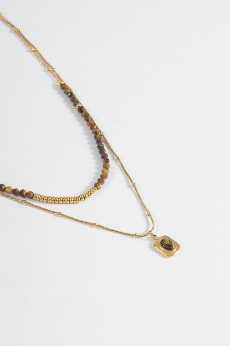 Collar acero mix dorado